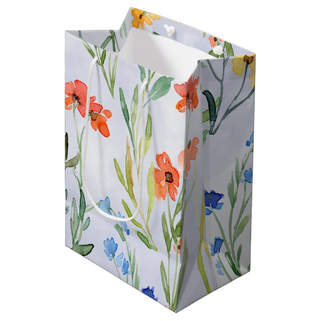 Colourful Spring Wildflower Meadow  Medium Gift Bag (Front Angled)
