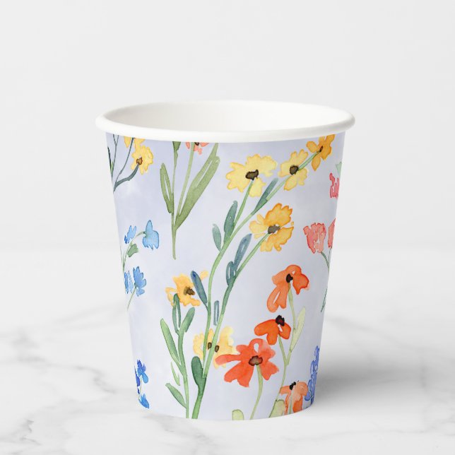 Colourful Spring Wildflower Meadow   Paper Cups (Front)