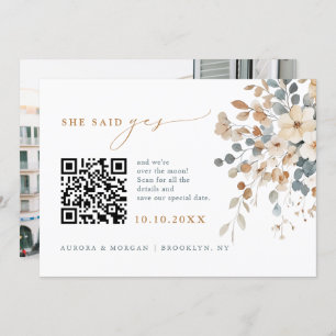 Colourful Spring Wildflower Meadow Photo QR code   Save The Date