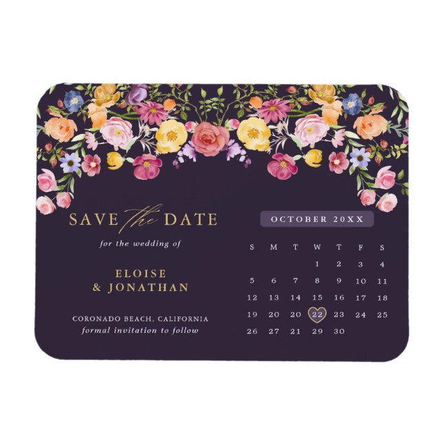 Colourful Spring Wildflower Meadow  Save the Date Magnet (Horizontal)