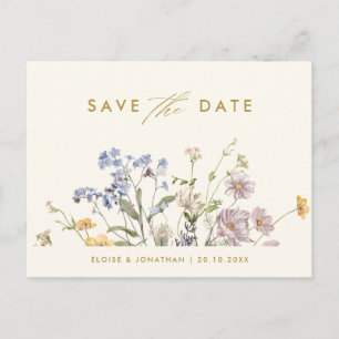 Colourful Spring Wildflower Meadow  Save the Date Postcard