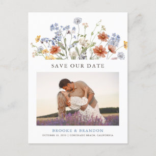 Colourful Spring Wildflower Meadow  Save the Date Postcard