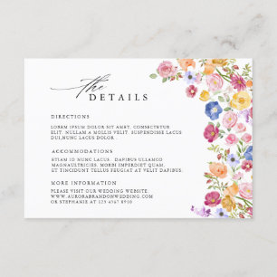 Colourful Spring Wildflower Meadow Wedding Detail Enclosure Card