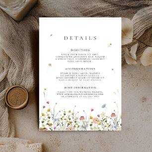 Colourful Spring Wildflower Meadow Wedding Details Enclosure Card