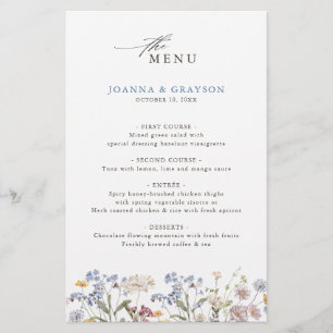 Colourful Spring Wildflower Meadow  Wedding Menu
