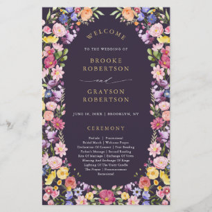 Colourful Spring Wildflower Meadow Wedding Program