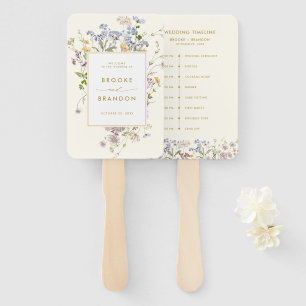 Colourful Spring Wildflower Meadow wedding Timelin Hand Fan