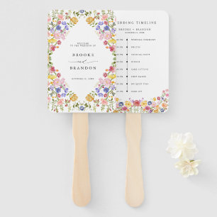 Colourful Spring Wildflower Meadow wedding Timelin Hand Fan