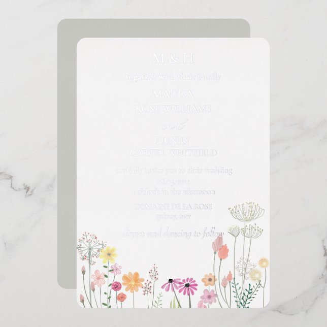 Colourful Spring  Wildflower Monogram  (Front/Back)