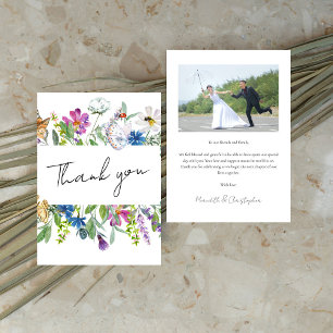 Colourful Spring Wildflower Photo Wedding Thank You Card