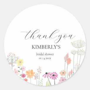Colourful Spring Wildflower Wedding  Classic Round Sticker