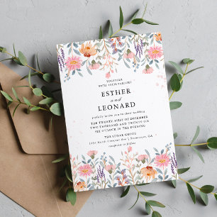 Colourful Spring Wildflower Wedding  Invitation
