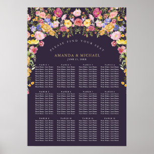 Colourful Spring Wildflower Wedding Seating Char Poster