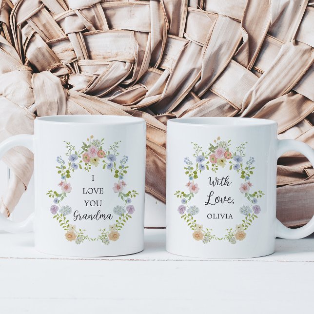 Colourful Spring Wildflowers | Love You Grandma Coffee Mug (Creator Uploaded)