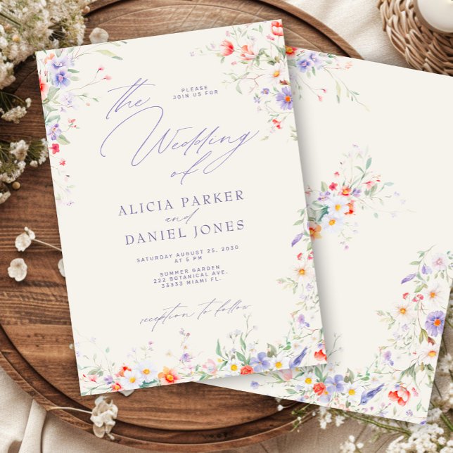 Colourful spring wildflowers wedding invitation (Creator Uploaded)