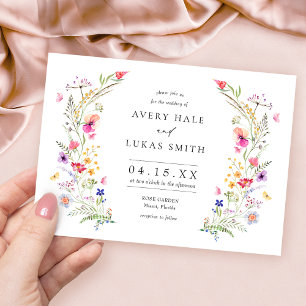 Colourful Spring Wildflowers Wedding Invitation