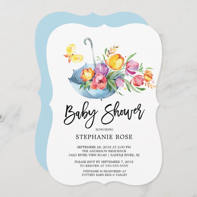 Colourful Springtime Tulip BabyShower Invitation (Front/Back)