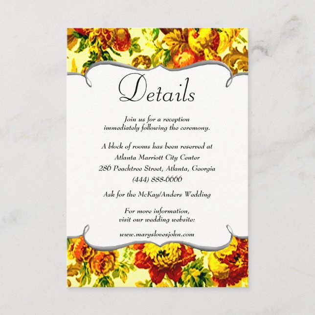 Colourful Springtime Wedding Details Enclosure Card (Front)