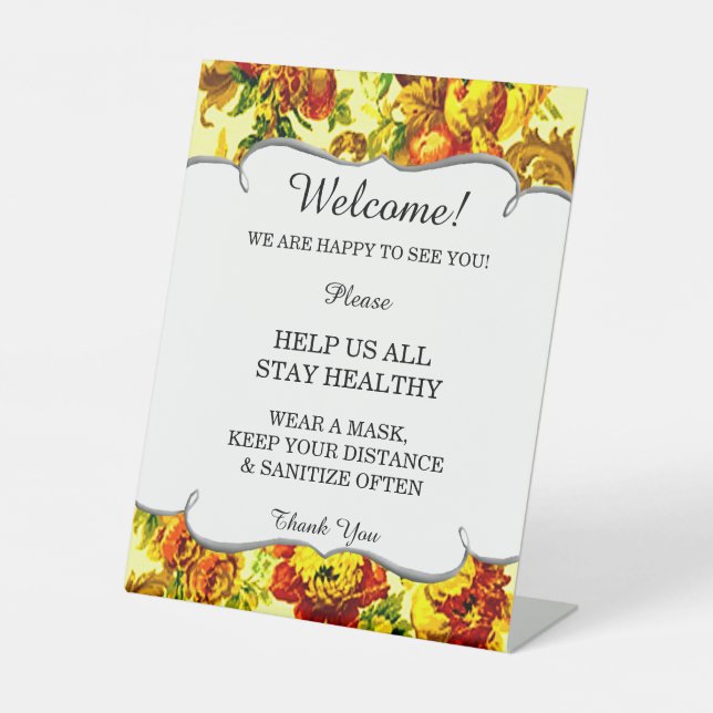 Colourful Springtime Wedding Safety  Pedestal Sign (Front)
