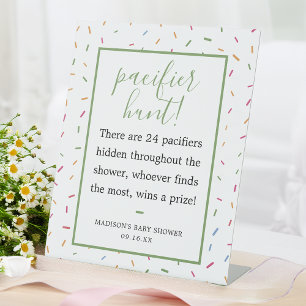 Colourful Sprinkles Baby Shower Pacifier Hunt Game Pedestal Sign