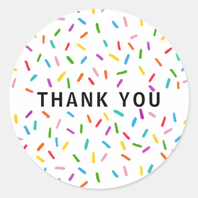 Colourful sprinkles THANK YOU Classic Round Sticke Classic Round Sticker (Front)