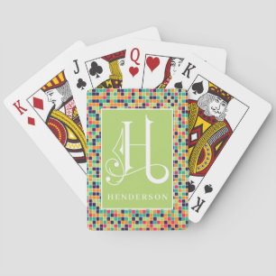 Colourful Square Blocks  H Monogram, Bicycle Playi Playing Cards