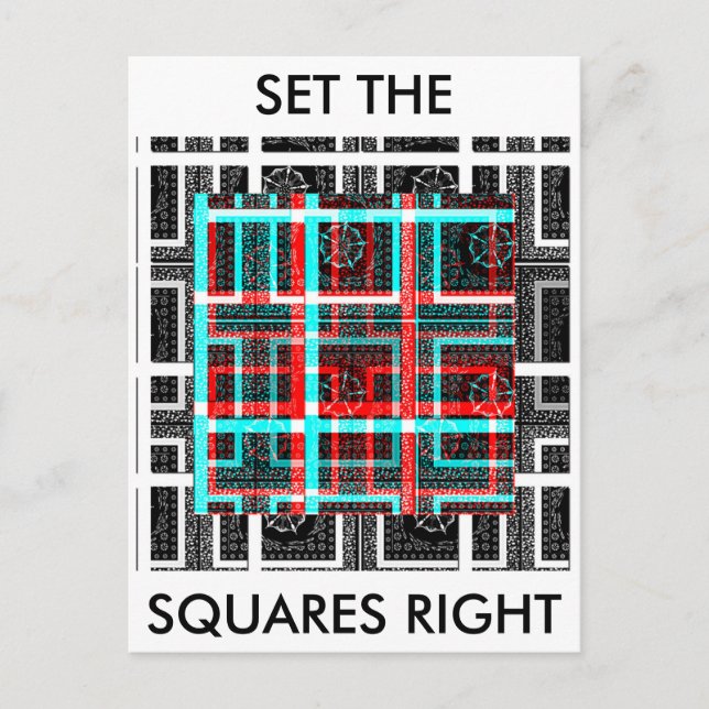 Colourful Square Maze  geometrical chequered patte Postcard (Front)