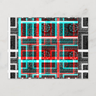 Colourful Square Maze geometrical chequered patte Postcard