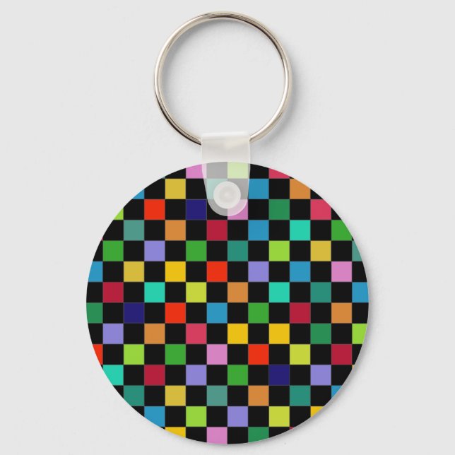 colourful square pattern key ring (Front)