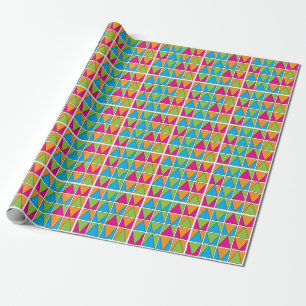 Colourful Square Triangle Geometric Wrapping Paper