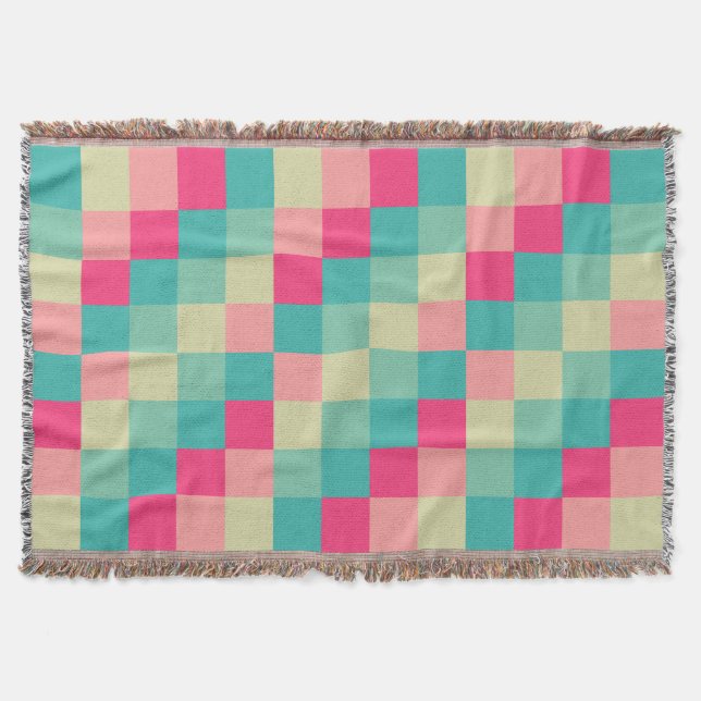 Colourful Squares 013 Throw Blanket (Front)