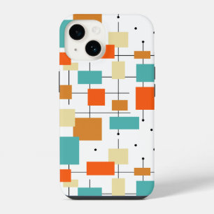 Colourful Squares and Lines Mid-century Pattern iPhone 14 Case