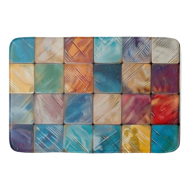 Colourful Squares Bath Mat (Front)