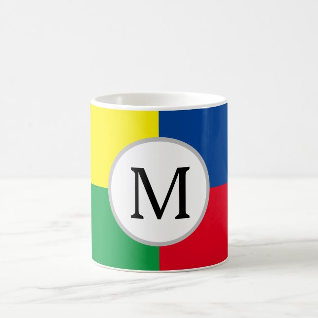 Colourful Squares Custom Monogram Initial Coffee Mug (Center)