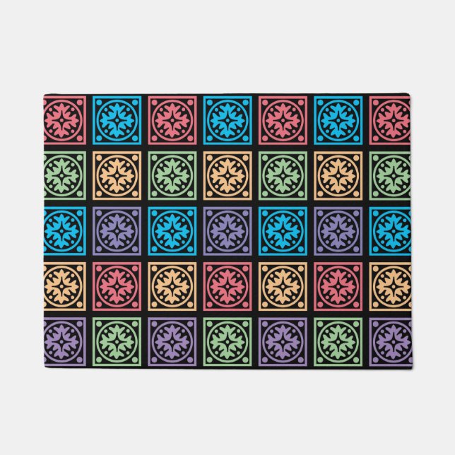 Colourful squares design doormat (Front)