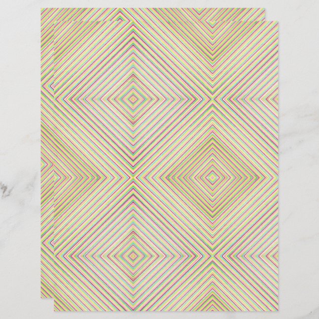 Colourful Squares Diamonds Geometric Pattern Paper (Front/Back)