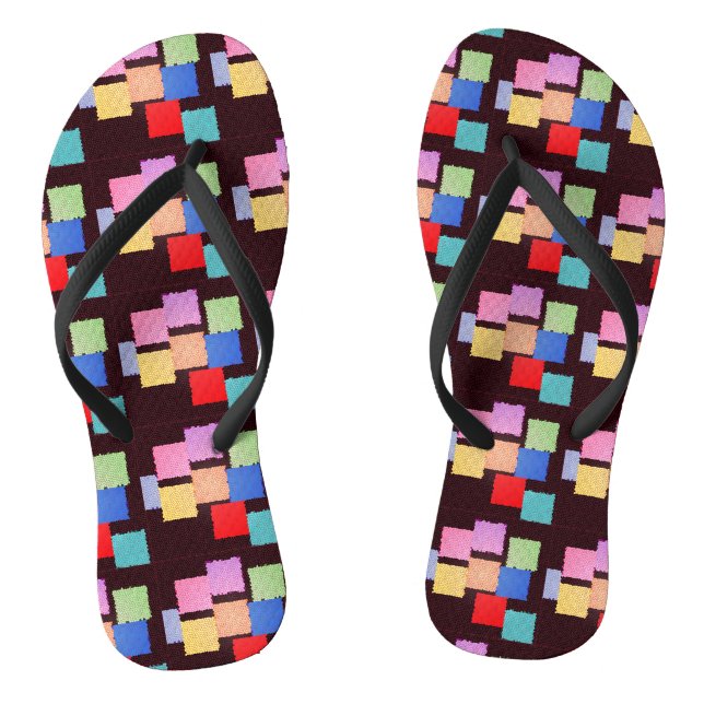 Colourful Squares Flip Flops (Footbed)