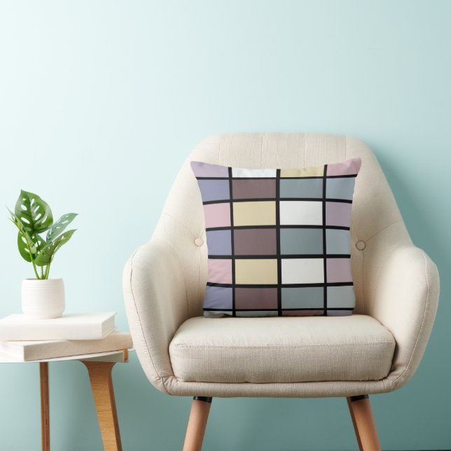 Colourful Squares Geometric  Cushion (Chair)