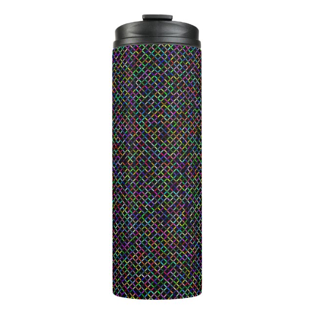 colourful squares geometric unique vibrant pattern thermal tumbler (Front)