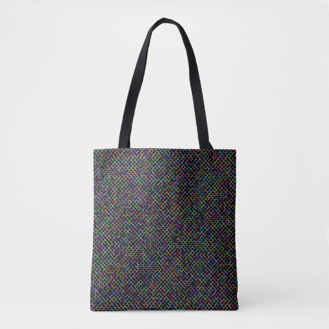 colourful squares geometric unique vibrant pattern tote bag (Front)