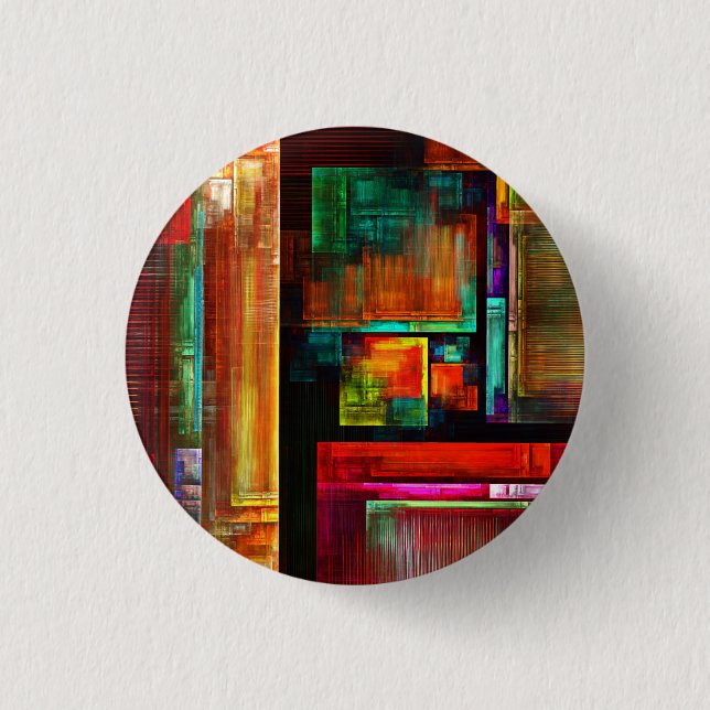 Colourful Squares Modern Abstract Art Pattern #04 3 Cm Round Badge (Front)