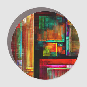Colourful Squares Modern Abstract Art Pattern #04 Car Magnet