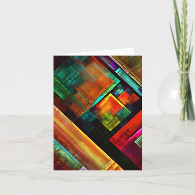 Colourful Squares Modern Abstract Art Pattern #04 Card (Front)