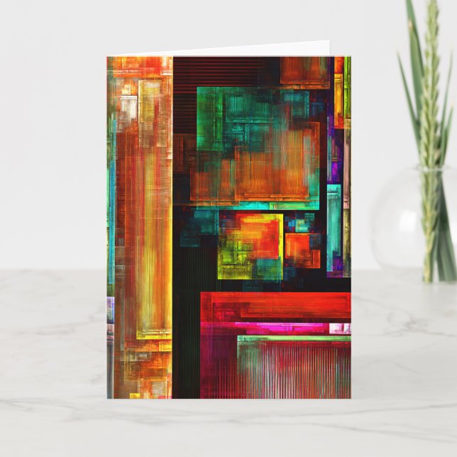 Colourful Squares Modern Abstract Art Pattern #04 Card (Front)