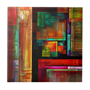 Colourful Squares Modern Abstract Art Pattern #04 Ceramic Tile