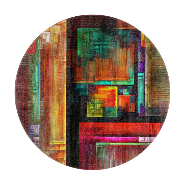 Colourful Squares Modern Abstract Art Pattern #04 Cutting Board (Front)