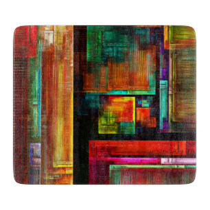 Colourful Squares Modern Abstract Art Pattern #04 Cutting Board
