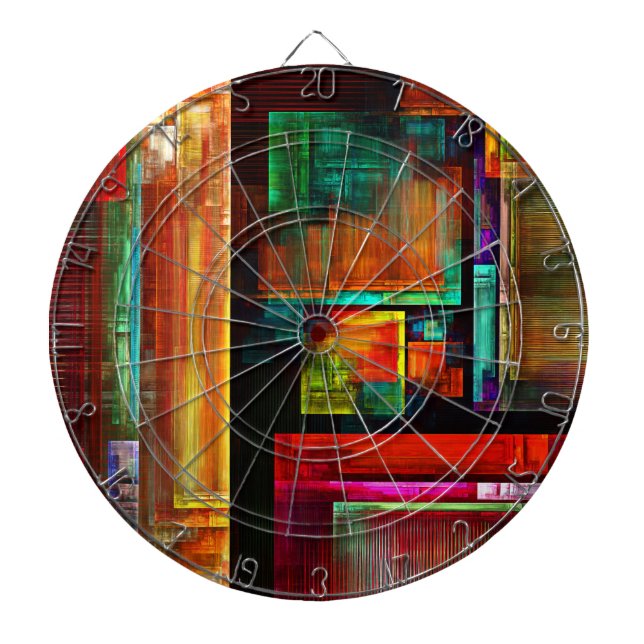 Colourful Squares Modern Abstract Art Pattern #04 Dartboard (Front)
