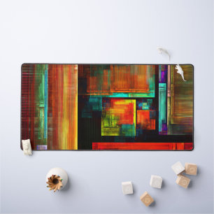 Colourful Squares Modern Abstract Art Pattern #04 Desk Mat