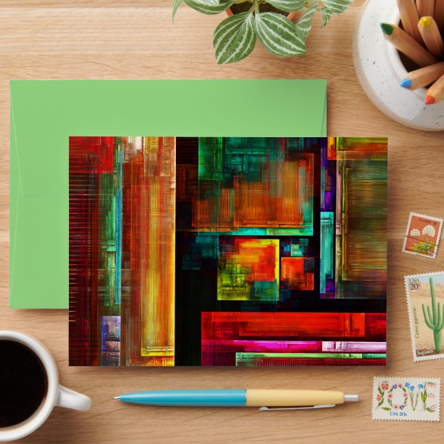Colourful Squares Modern Abstract Art Pattern #04 Envelope (Desk)